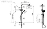 CORBAN Twin Rail Shower In Chrome - Matte Black - Brushed Nickel